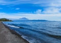 Volcano near the lake in Chile, The Ring of Fire Royalty Free Stock Photo